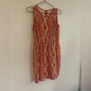 Shoshanna Orange & Pink Geometric Sheath Dress